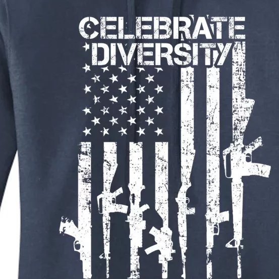 Celebrate Diversity Cute Gift Funny Guns Usa Flag Pro Gun Cute Gift Cute Gift Women's Pullover Hoodie