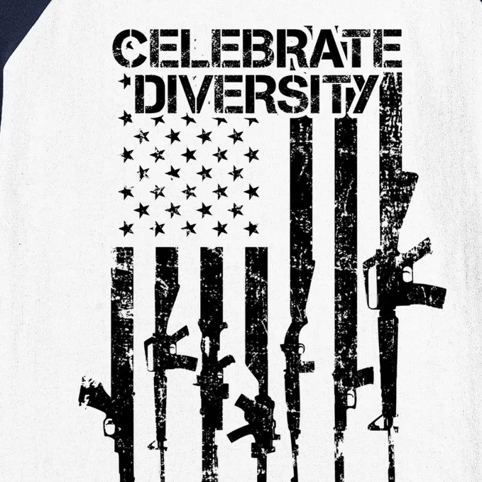 Celebrate Diversity Cute Gift Funny Guns Usa Flag Pro Gun Cute Gift Cute Gift Baseball Sleeve Shirt