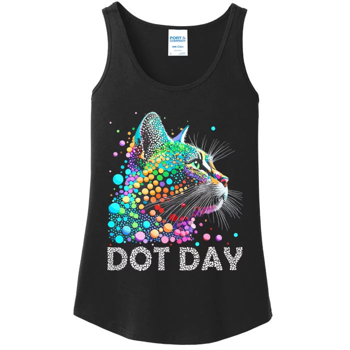 Colorful Dots Cat Lover Happy Dot Day Ladies Essential Tank