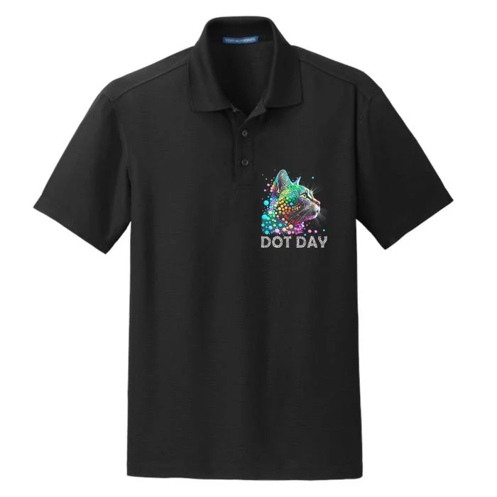 Colorful Dots Cat Lover Happy Dot Day Dry Zone Grid Performance Polo