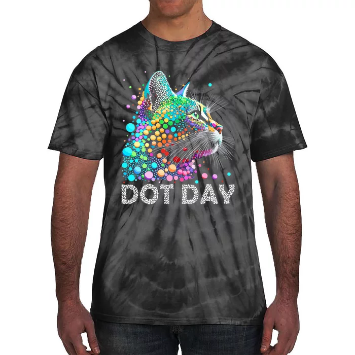 Colorful Dots Cat Lover Happy Dot Day Tie-Dye T-Shirt