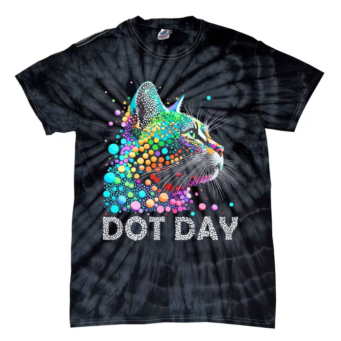 Colorful Dots Cat Lover Happy Dot Day Tie-Dye T-Shirt