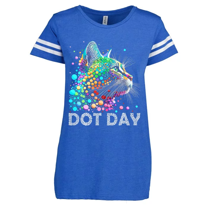 Colorful Dots Cat Lover Happy Dot Day Enza Ladies Jersey Football T-Shirt