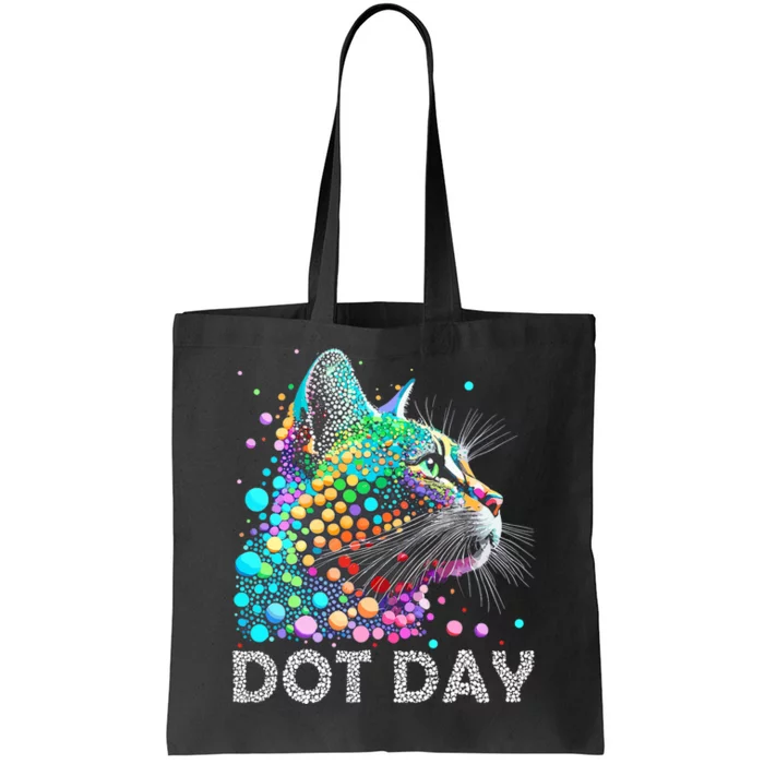 Colorful Dots Cat Lover Happy Dot Day Tote Bag