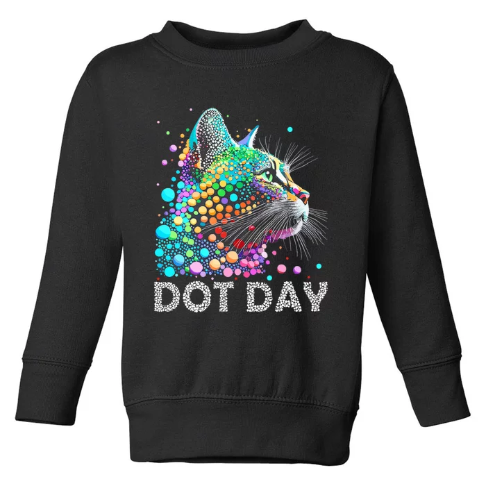 Colorful Dots Cat Lover Happy Dot Day Toddler Sweatshirt