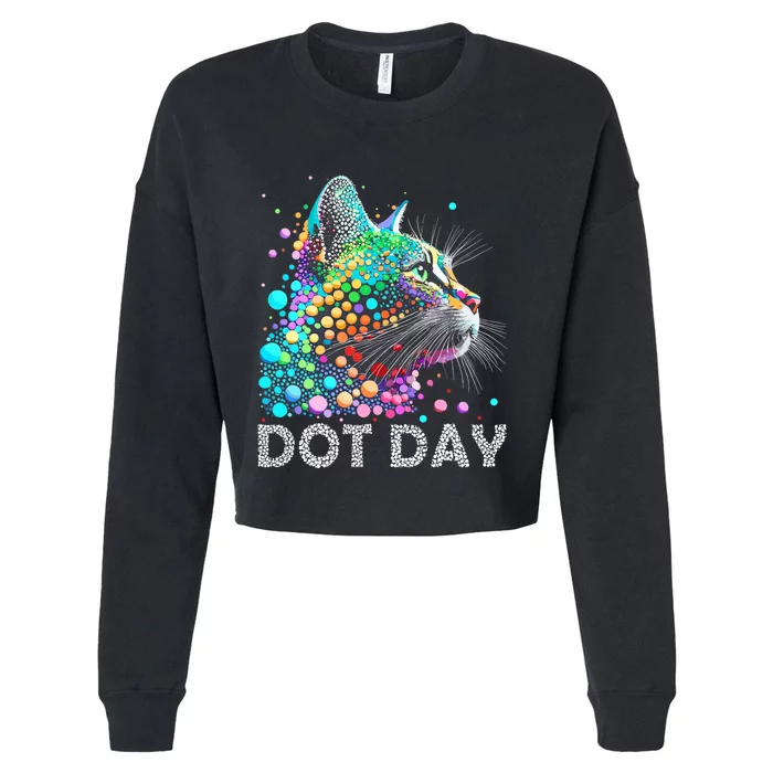 Colorful Dots Cat Lover Happy Dot Day Cropped Pullover Crew