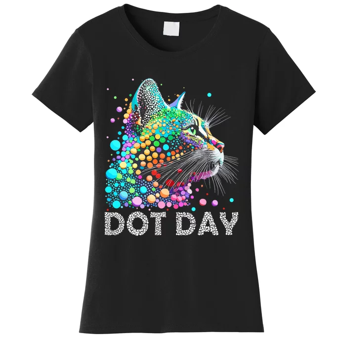 Colorful Dots Cat Lover Happy Dot Day Women's T-Shirt