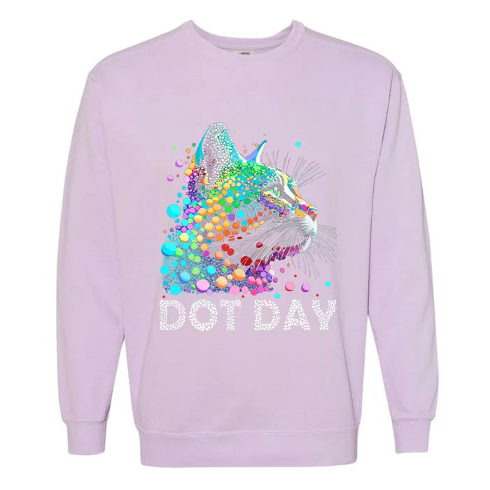 Colorful Dots Cat Lover Happy Dot Day Garment-Dyed Sweatshirt