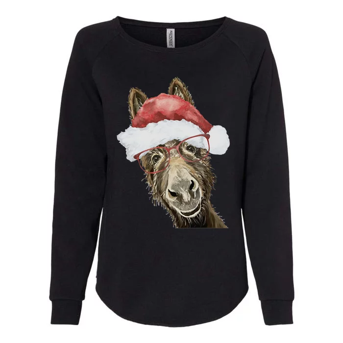 Christmas Donkey, Cute Christmas Donkey Womens California Wash Sweatshirt