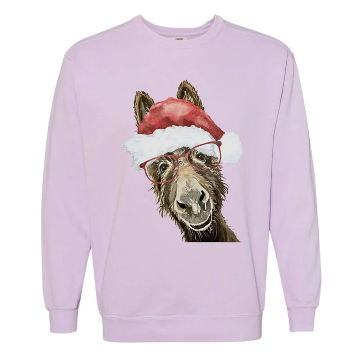 Christmas Donkey, Cute Christmas Donkey Garment-Dyed Sweatshirt