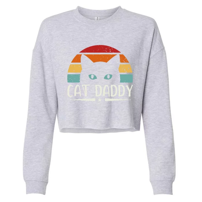 Cat Daddy Cute Cats Lover For Dad Cropped Pullover Crew