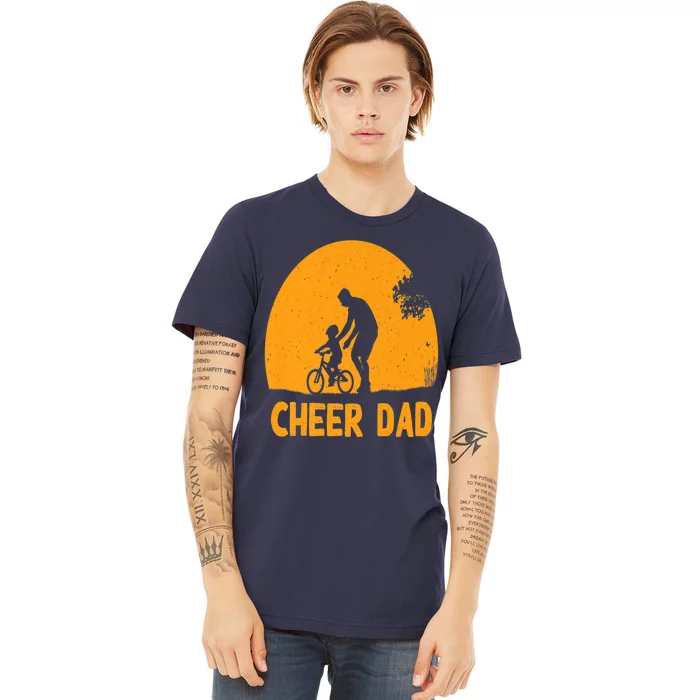 Cheer Dad Cheerleading American Flag Fathers Day Cheerleader Premium T-Shirt