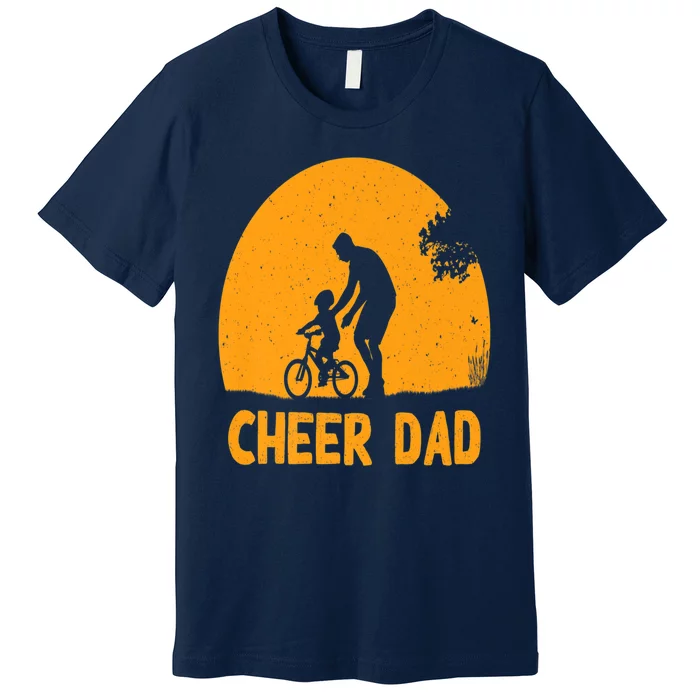 Cheer Dad Cheerleading American Flag Fathers Day Cheerleader Premium T-Shirt