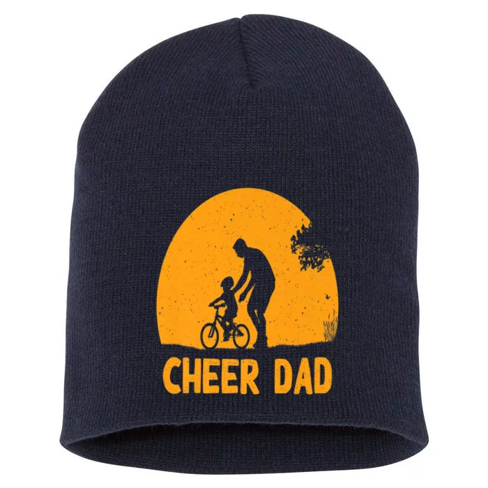 Cheer Dad Cheerleading American Flag Fathers Day Cheerleader Short Acrylic Beanie