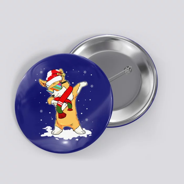 Christmas Dabbing Corgi Santa Hat Sunglasses Funny Gifts Button