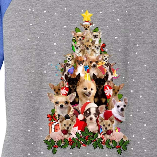 Chihuahua Dog Christmas Tree Lights Funny Xmas Dog Lover Cool Gift Women's Tri-Blend 3/4-Sleeve Raglan Shirt