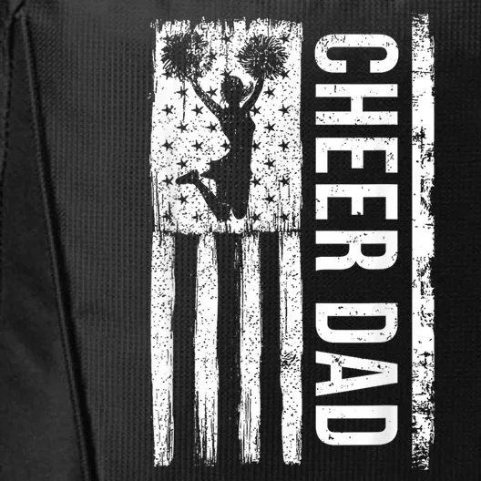 Cheer Dad Cheerleading American Flag Fathers Day Cheerleader City Backpack