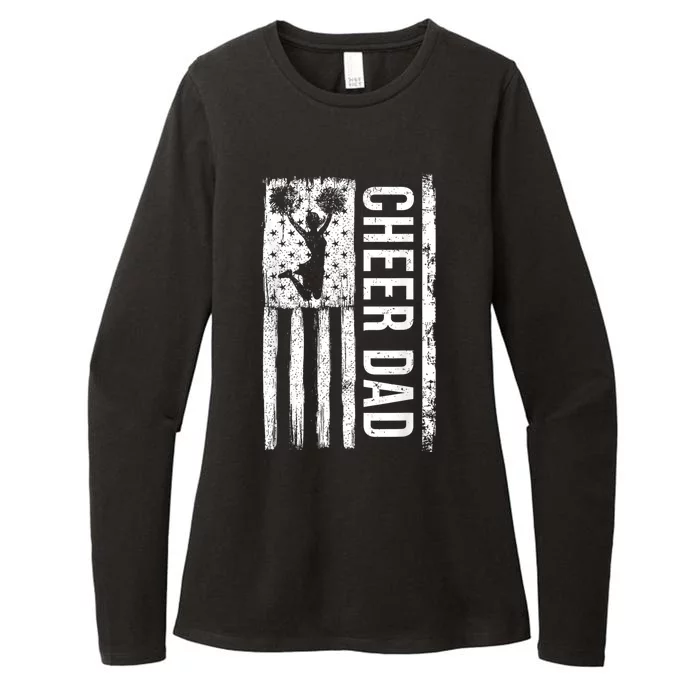 Cheer Dad Cheerleading American Flag Fathers Day Cheerleader Womens CVC Long Sleeve Shirt