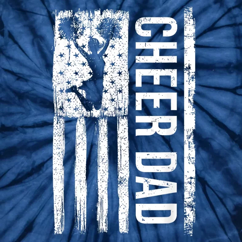 Cheer Dad Cheerleading American Flag Fathers Day Cheerleader Tie-Dye T-Shirt