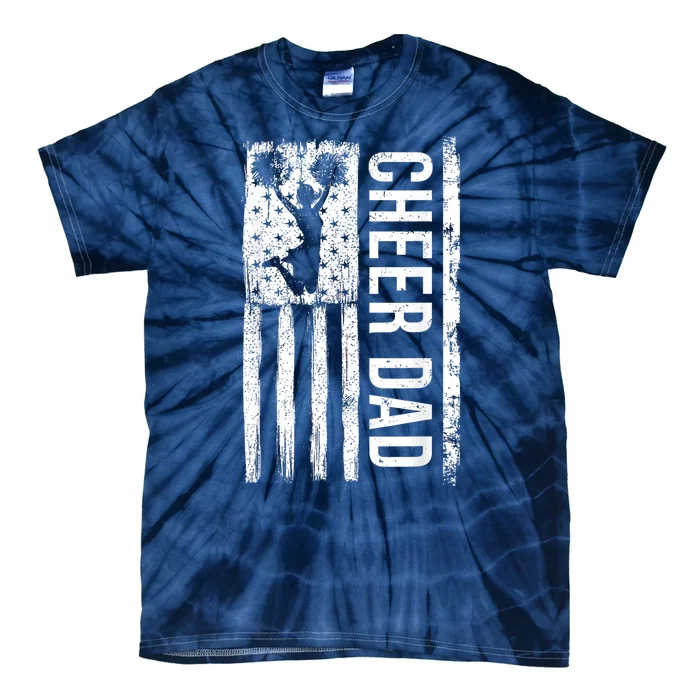 Cheer Dad Cheerleading American Flag Fathers Day Cheerleader Tie-Dye T-Shirt