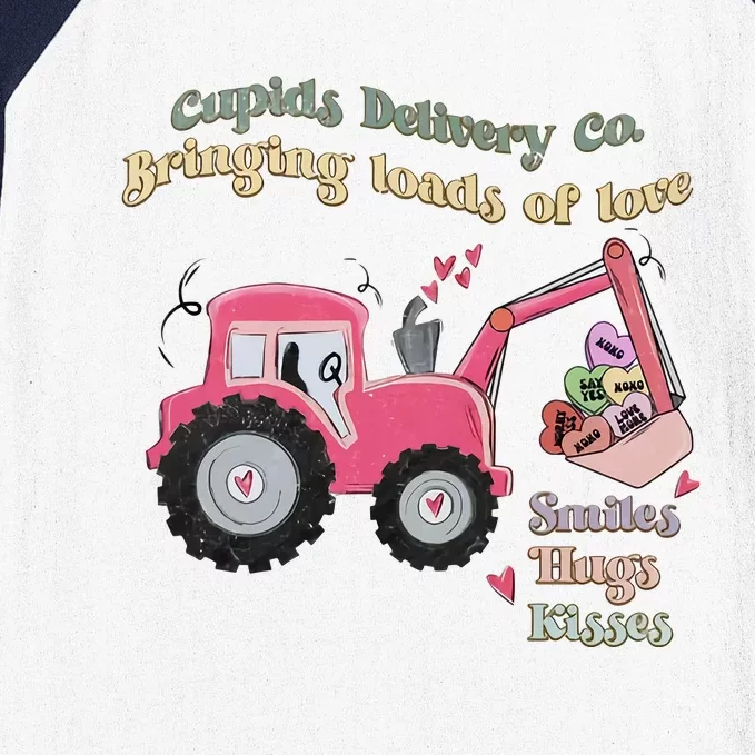 Cupid's Delivery Co Brings Loads Of Love Valentine's Day Excavator Baseball Sleeve Shirt