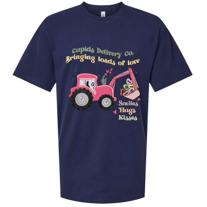 Cupid's Delivery Co Brings Loads Of Love Valentine's Day Excavator Sueded Cloud Jersey T-Shirt