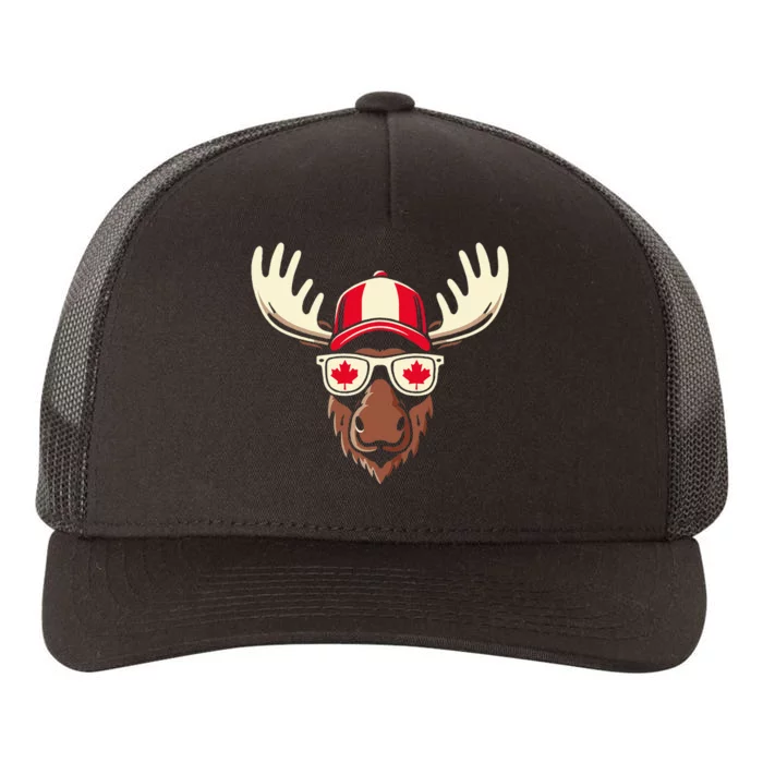 Canada Day Canadian Flag Maple Leaf Moose Sunglasses Yupoong Adult 5-Panel Trucker Hat