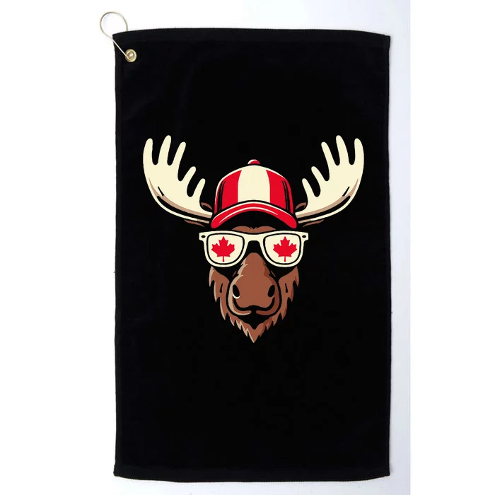 Canada Day Canadian Flag Maple Leaf Moose Sunglasses Platinum Collection Golf Towel