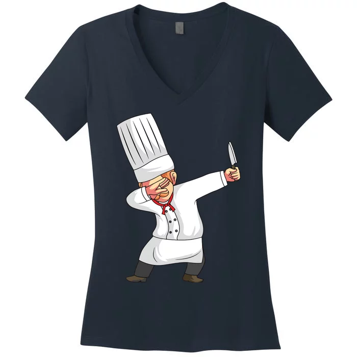 Chef Dabbing Chief Cook Culinary Sous Chef Cuisine Kitchen Women's V-Neck T-Shirt