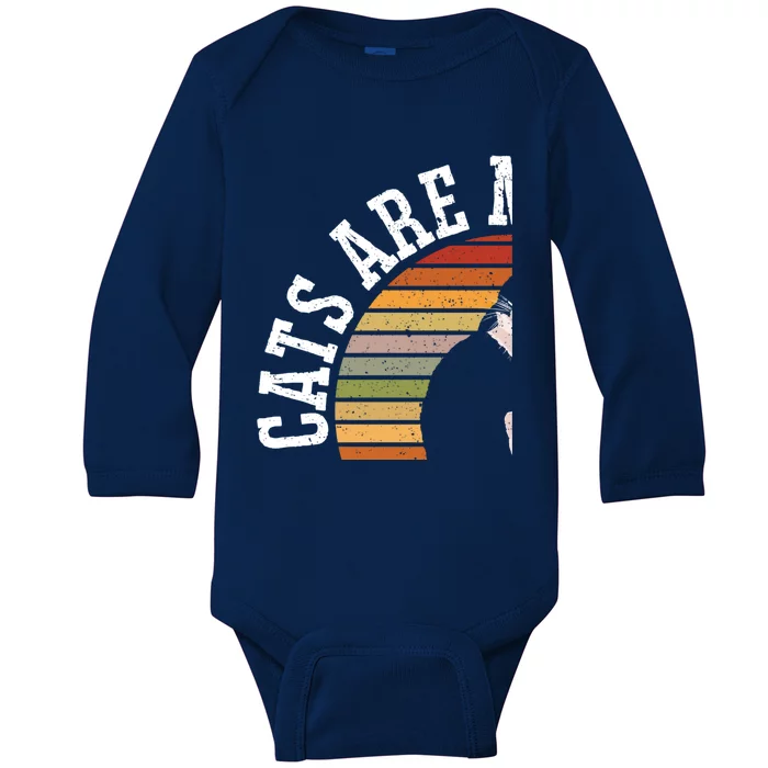 Cat Daddy Catfather Distressed Gift Baby Long Sleeve Bodysuit