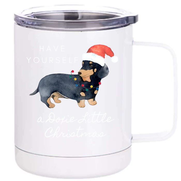 Cute Dachshund Christmas Sweater Doxie Christmas Sweater Gift Front & Back 12oz Stainless Steel Tumbler Cup