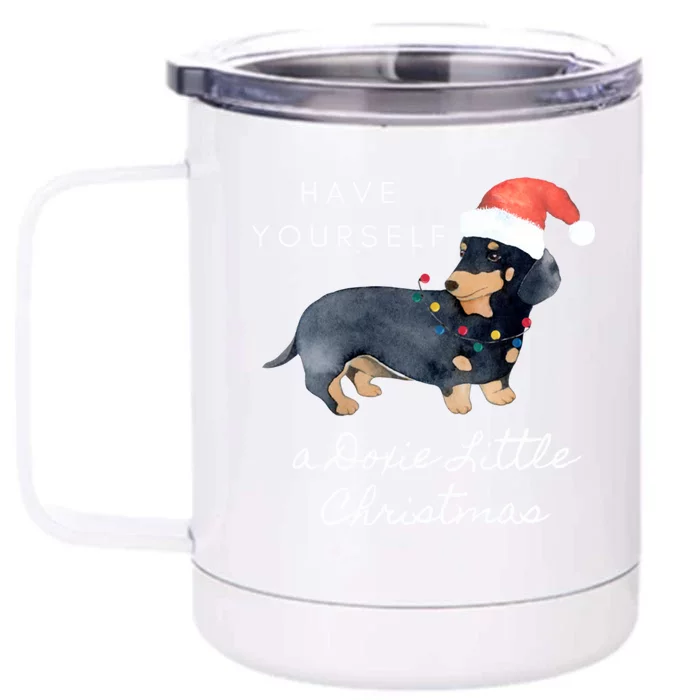 Cute Dachshund Christmas Sweater Doxie Christmas Sweater Gift Front & Back 12oz Stainless Steel Tumbler Cup