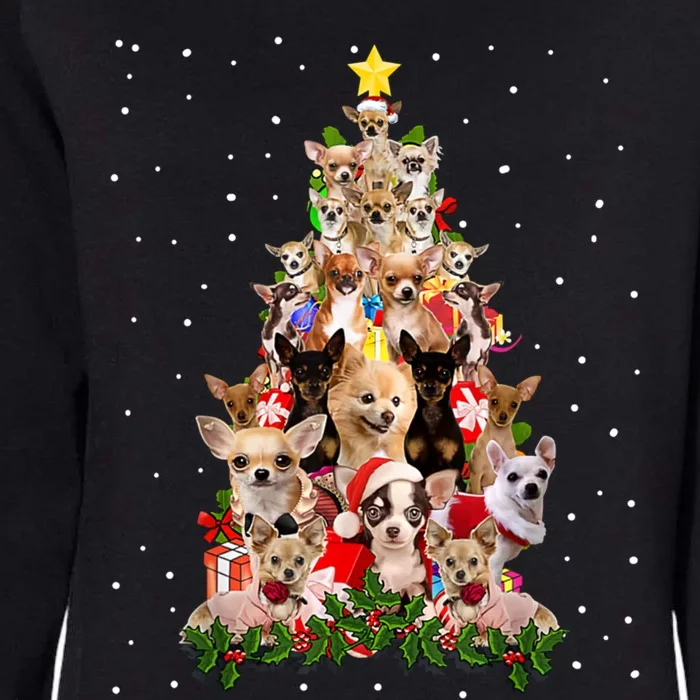 Chihuahua Dog Christmas Tree Lights Funny Xmas Dog Lover Great Gift Womens California Wash Sweatshirt