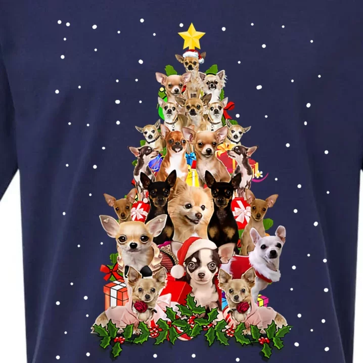 Chihuahua Dog Christmas Tree Lights Funny Xmas Dog Lover Great Gift Sueded Cloud Jersey T-Shirt