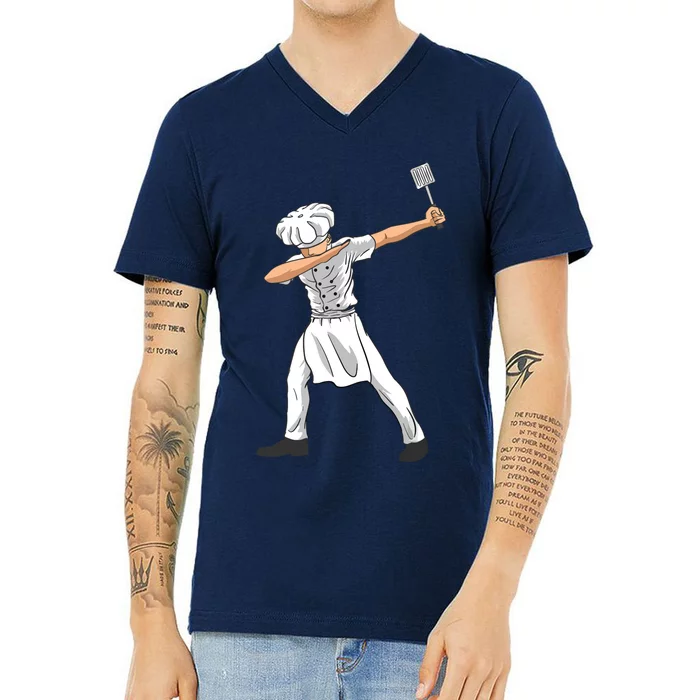 Chef Dabbing Culinary Sous Chef Cuisine Kitchen Chief Cook V-Neck T-Shirt