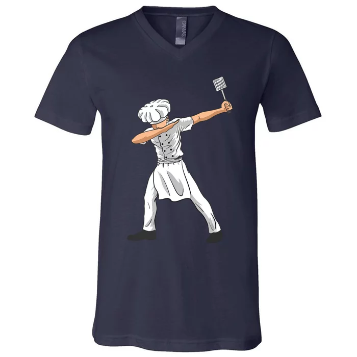 Chef Dabbing Culinary Sous Chef Cuisine Kitchen Chief Cook V-Neck T-Shirt