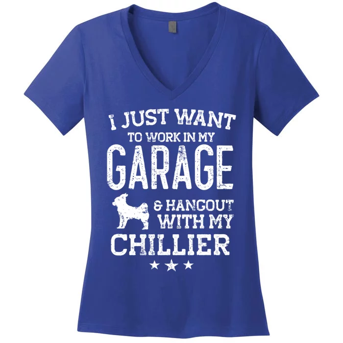 Chillier Dad Car Garage Hangout Gift Women's V-Neck T-Shirt