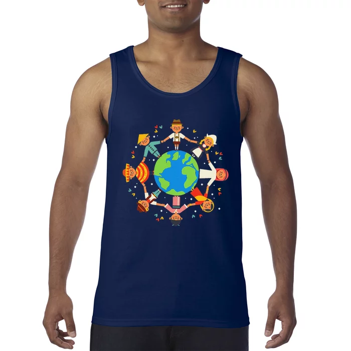 Cultural Diversity Children Around The World Earth Day Copy Tank Top