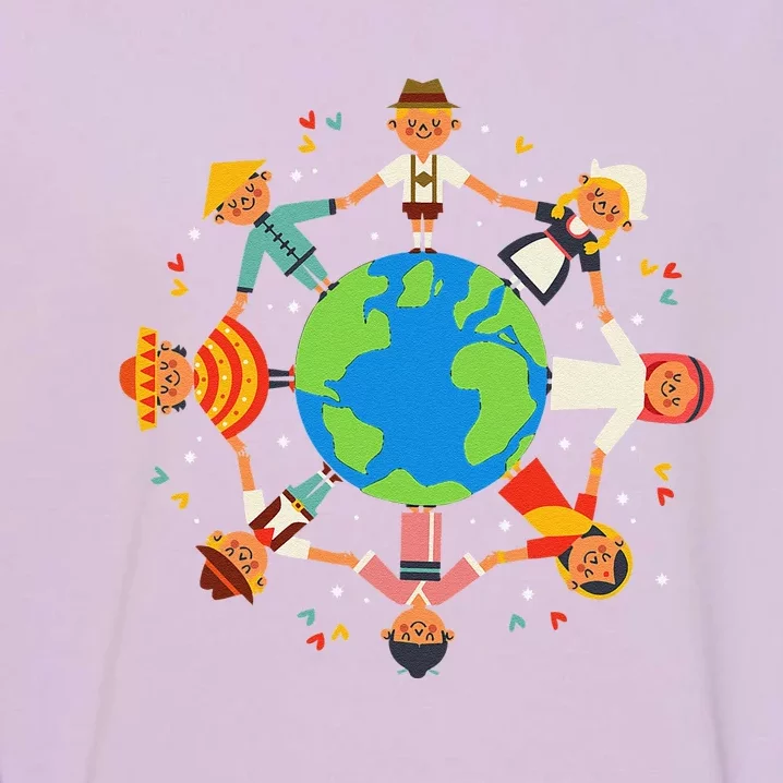 Cultural Diversity Children Around The World Earth Day Copy Garment-Dyed Sweatshirt