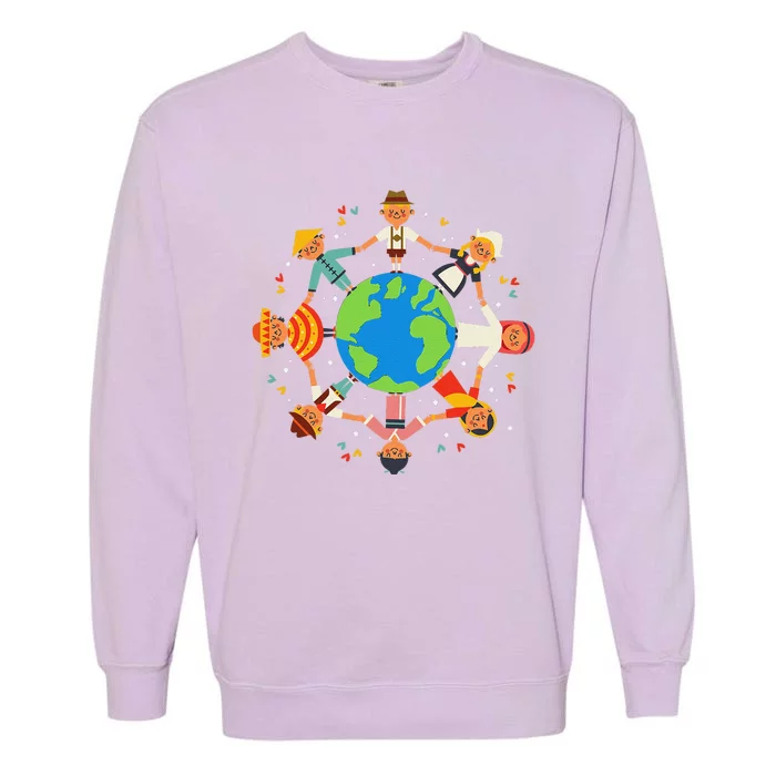 Cultural Diversity Children Around The World Earth Day Copy Garment-Dyed Sweatshirt