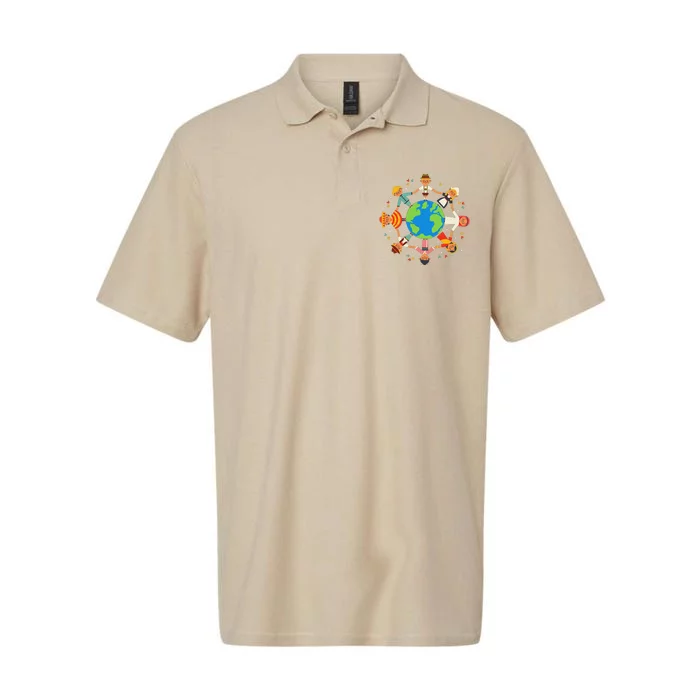 Cultural Diversity Children Around The World Earth Day Copy Softstyle Adult Sport Polo