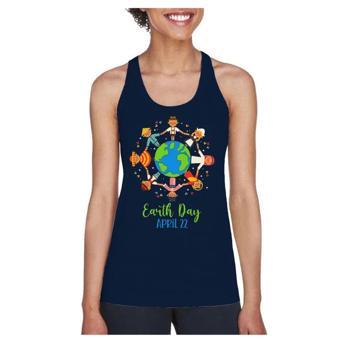 Cultural Diversity Children Around The World Earth Day Women's Racerback Tank