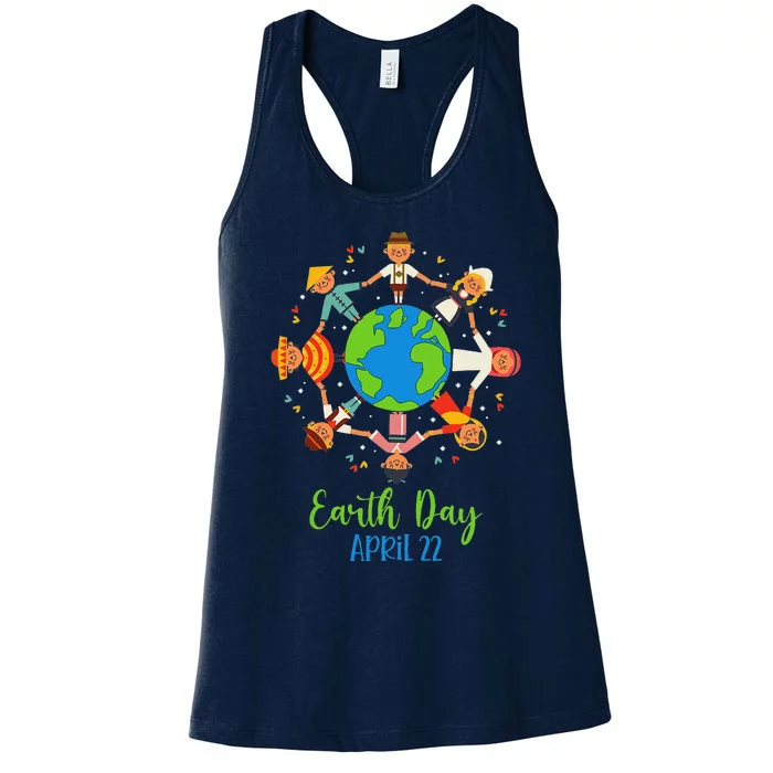 Cultural Diversity Children Around The World Earth Day Women's Racerback Tank