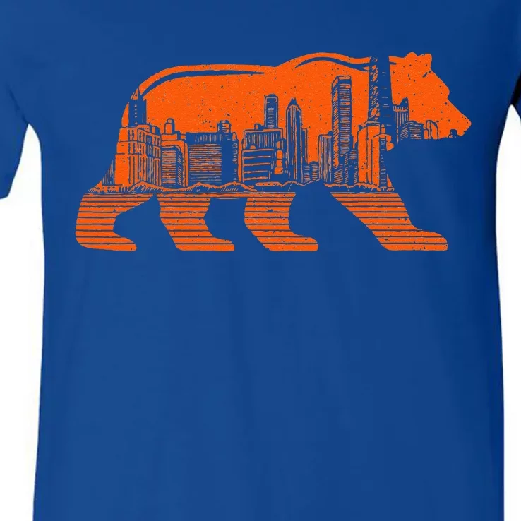 Chicago Downtown City Skyline Illinois Pride V-Neck T-Shirt