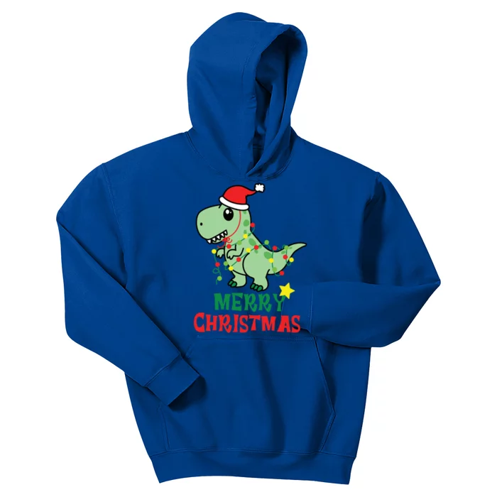 Cute Dinosaur Christmas Tree Rex Gift Kids Hoodie