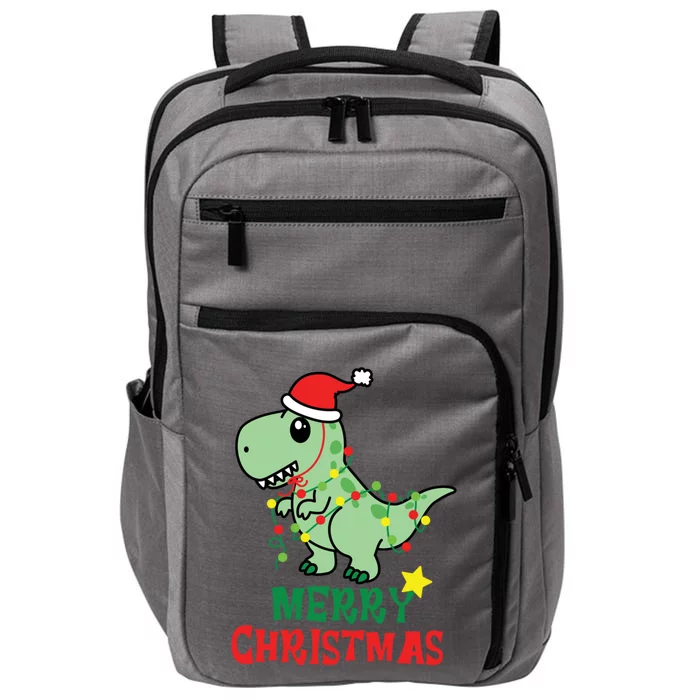 Cute Dinosaur Christmas Tree Rex Gift Impact Tech Backpack