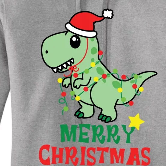 Cute Dinosaur Christmas Tree Rex Gift Women's Pullover Hoodie