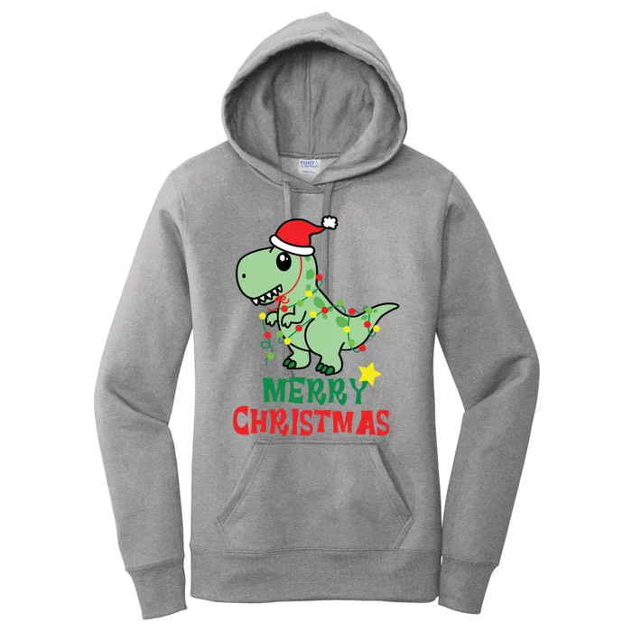 Cute Dinosaur Christmas Tree Rex Gift Women's Pullover Hoodie