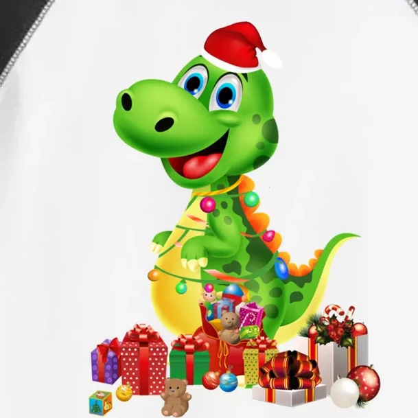 Cute Dinosaur Christmas Tree With Santa Hat Lights Treerex Gift Toddler Fine Jersey T-Shirt