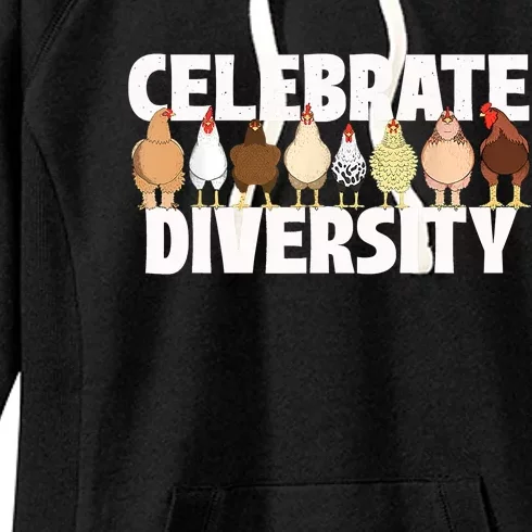 Celebrate Diversity Chicken Lover Farmyard Animal Lover Women's Fleece Hoodie